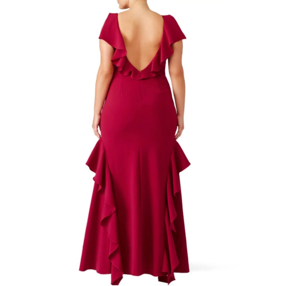 Theia Raspberry Ruffle Gown - Picture 2 of 5